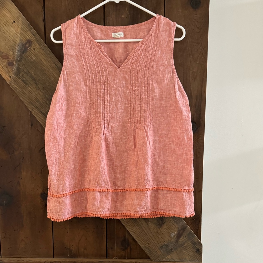 J. Jill Coral Pink Sleeveless Linen-Blend Tank Top